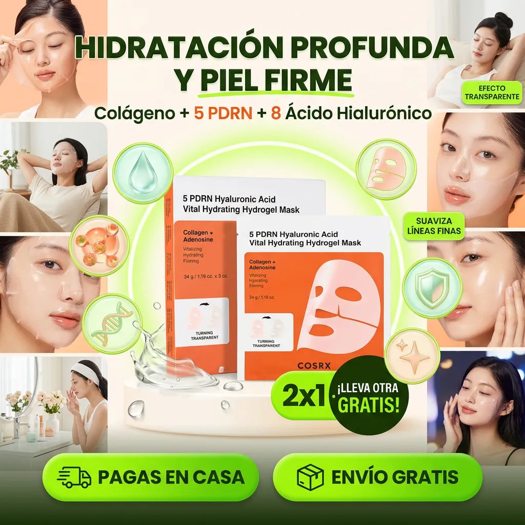HydraGlass Skin™ | Mascarilla de Hidrogel para Piel Deshidratada y Opaca 2x1 + EBOOK DE REGALO 📕
