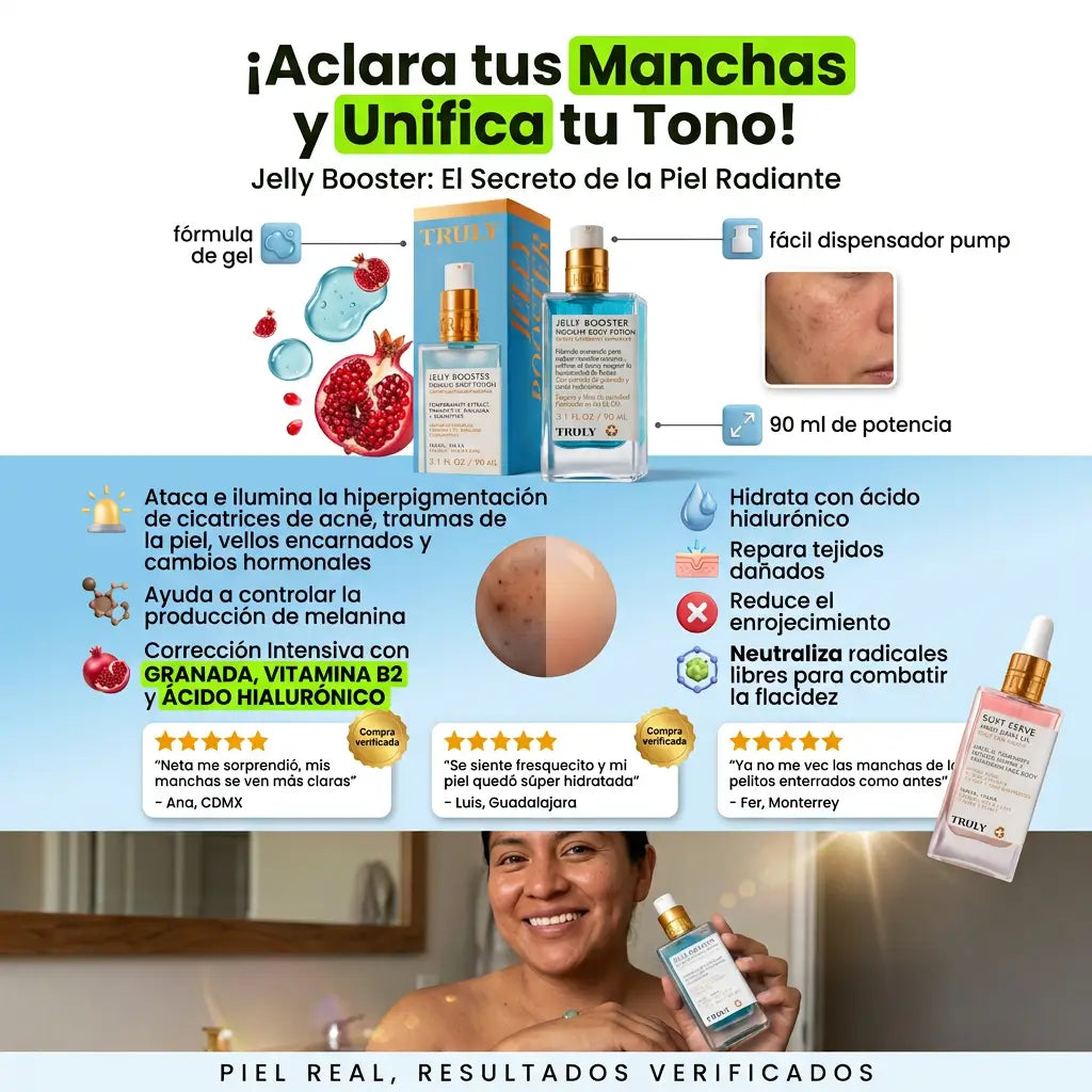 Combo ClearSkin Jelly Booster - Corrección Intensiva de Manchas e Hiperpigmentación + REGALO Truly Beauty Soft Serve Rosa GRATIS 🎁 + EBOOK DE REGALO 📕