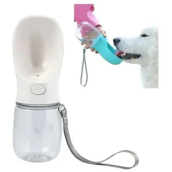 Botella portátil para agua de mascotas blanca, ideal para paseos, en PesoCity.
