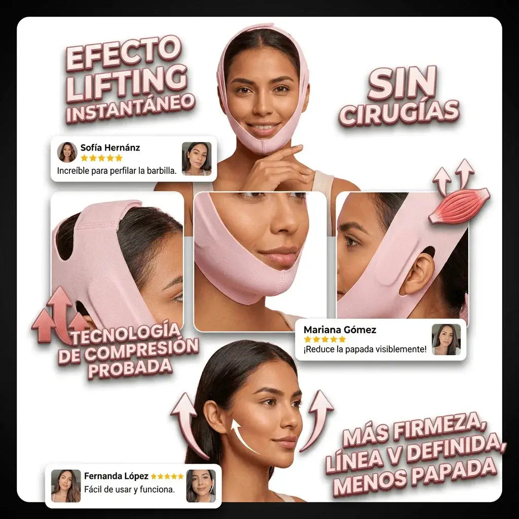 LiftingBand™|Reductor de papada y contorno + Masajeador facial y corporal GRATIS