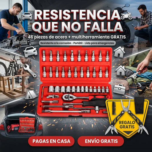 Kit Maestro 46 Piezas en Acero Antióxido + REGALO Multiherramienta Pinzas GRATIS 🔧🧰