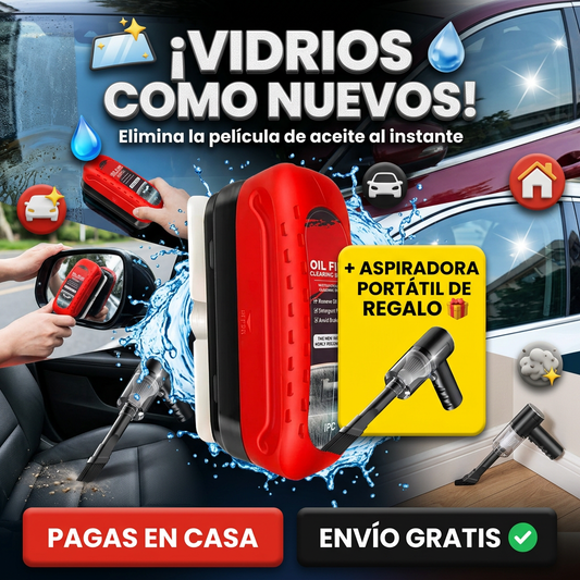 VisionClear Pro™ — Kit Visibilidad Total | Parabrisas Cristalino en 3 Minutos + Aspiradora Portatil Para Carro Y Casa GRATIS 🚘