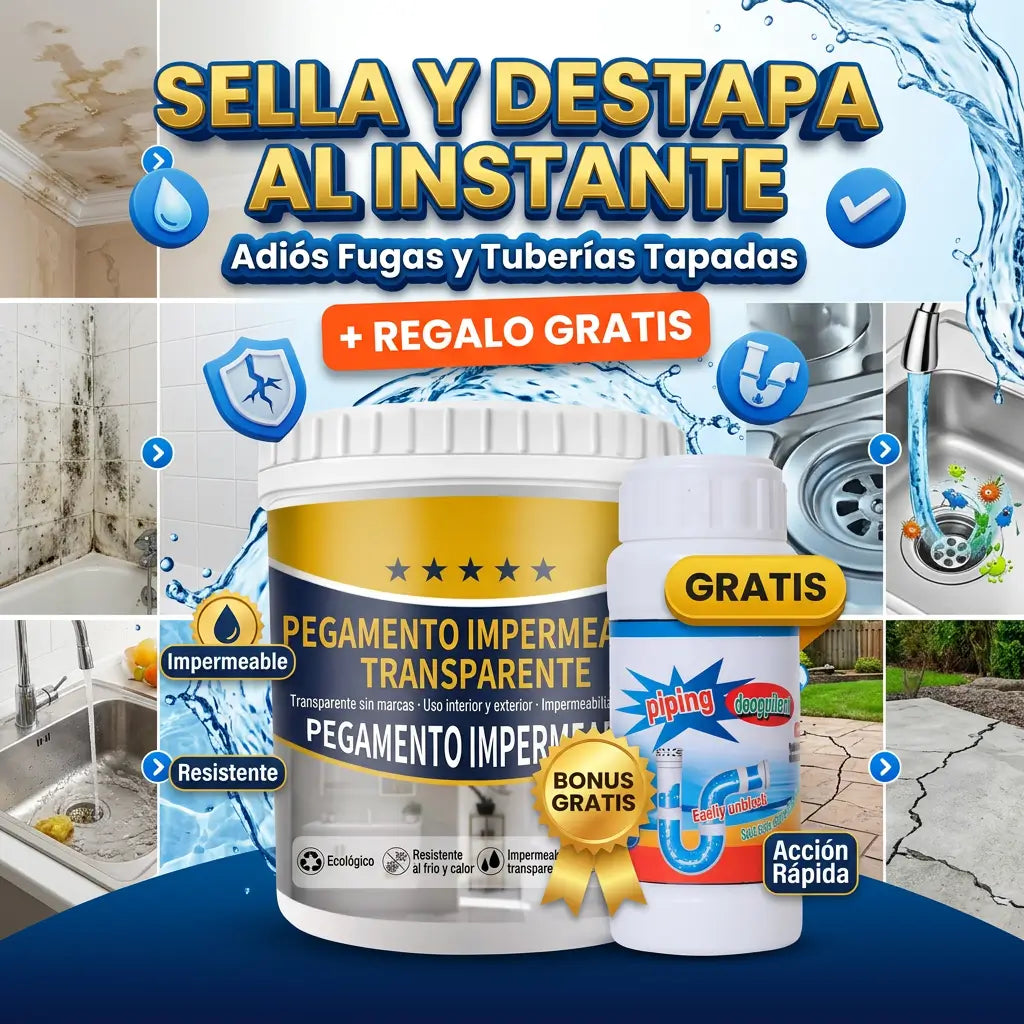 StopHumedad™ – Gel Sellador Invisible Anti-FiltracionesHumedad y manchas 🟤 + Limpia Tuberias Destapacaños GRATIS