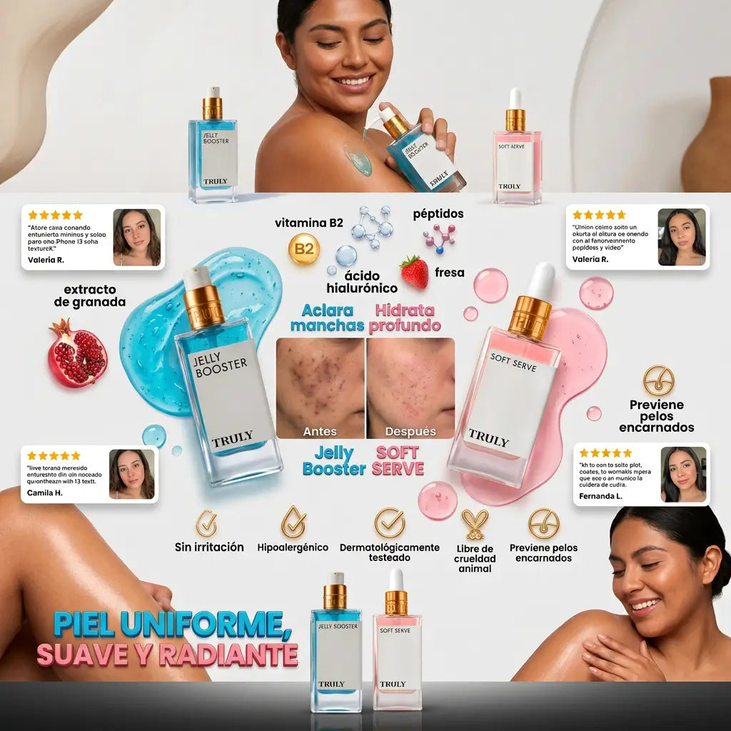 Combo ClearSkin Jelly Booster - Corrección Intensiva de Manchas e Hiperpigmentación + REGALO Truly Beauty Soft Serve Rosa GRATIS 🎁 + EBOOK DE REGALO 📕