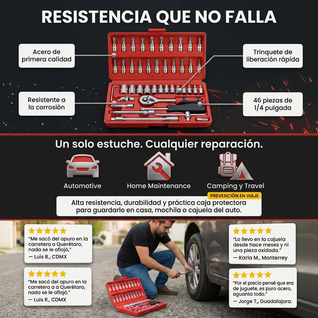 Kit Maestro 46 Piezas en Acero Antióxido + REGALO Multiherramienta Pinzas GRATIS 🔧🧰