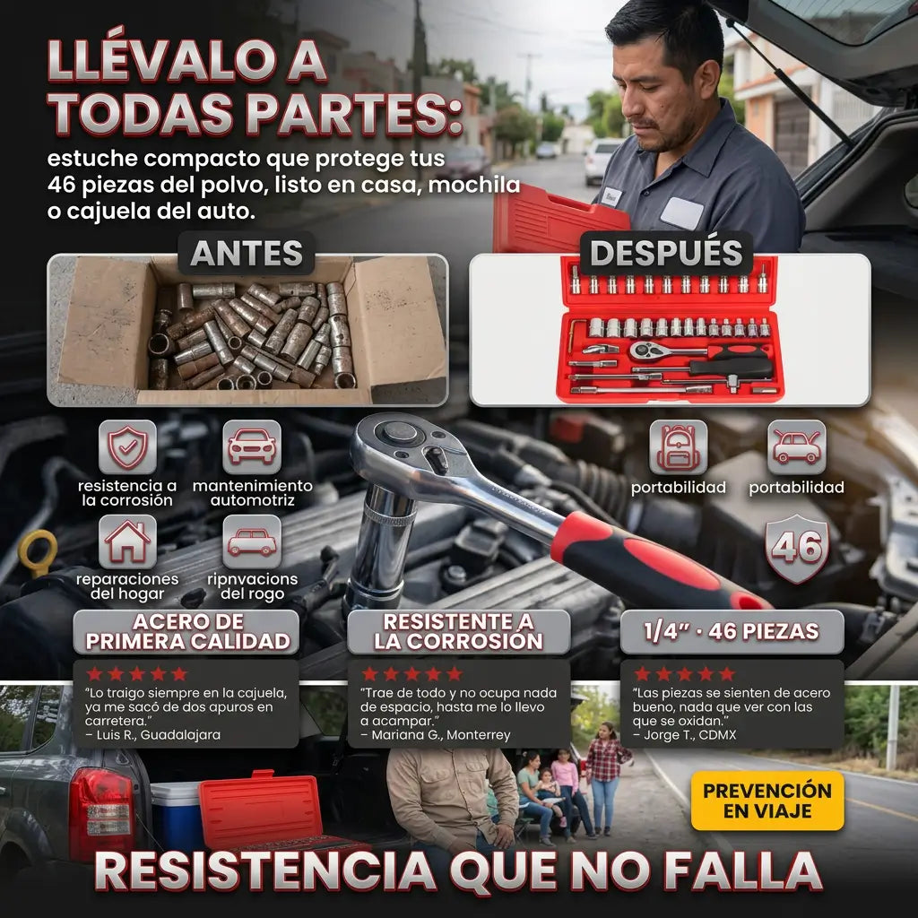 Kit Maestro 46 Piezas en Acero Antióxido + REGALO Multiherramienta Pinzas GRATIS 🔧🧰