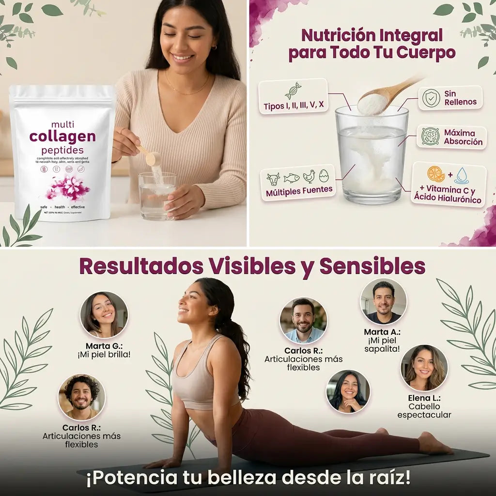 NutriGlow™ Colágeno Hidrolizado — Piel Firme, Cabello Fuerte, Uñas de Acero 2x1 🎁 + EBOOK DE REGALO 📕