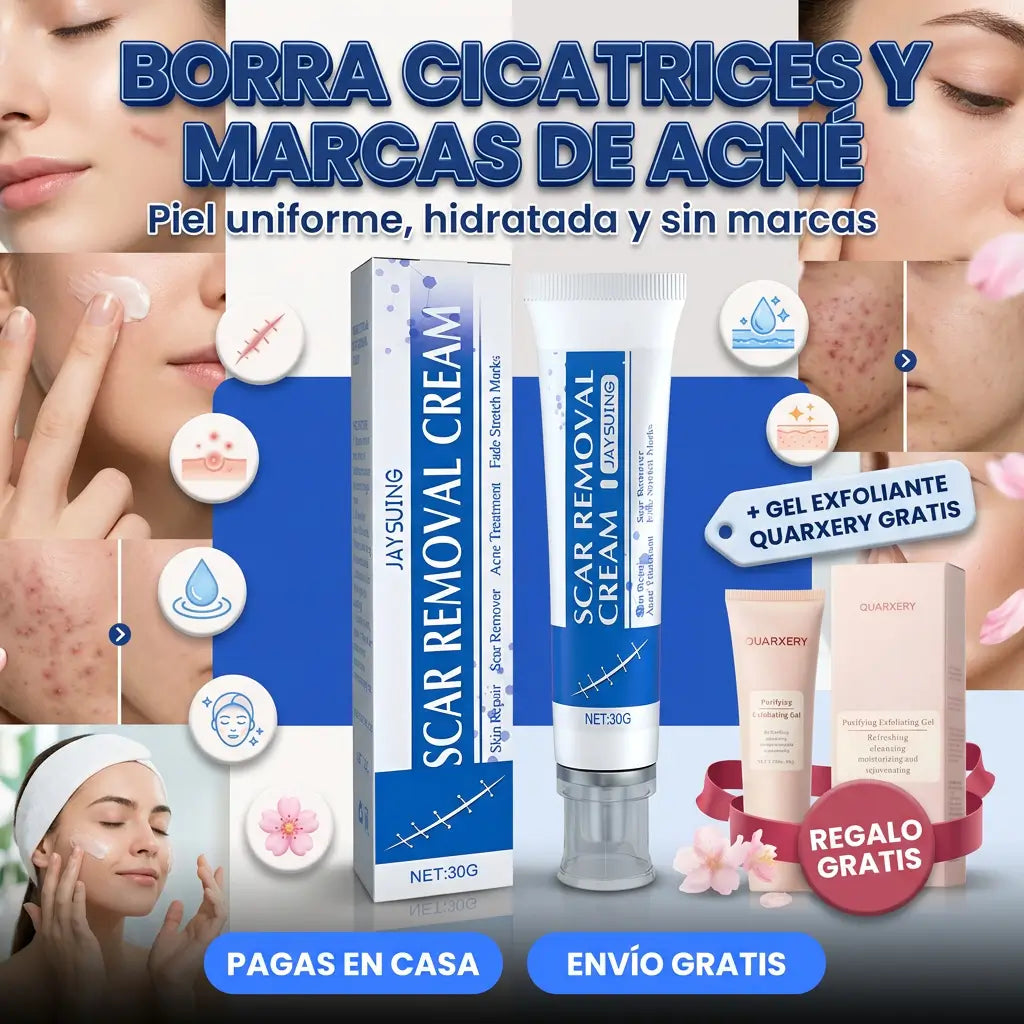 Crema Regeneradora Piel Sin Huellas – Borra Cicatrices y Marcas de Acné + Gel Exfoliante Purificante + EBOOK DE REGALO 📕