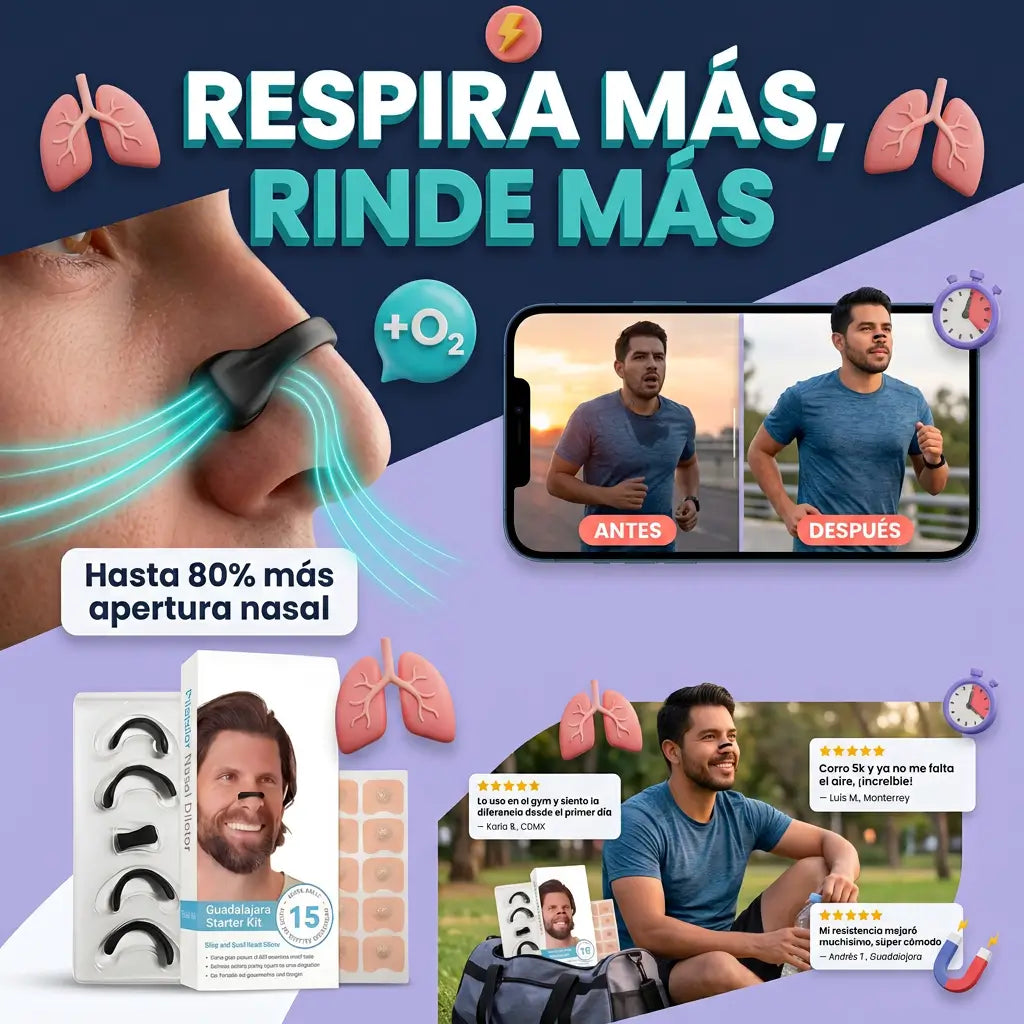 BreathFlow Sport™ –  Respiración Máxima en Sueño y Entrenamiento + Regalo Tapones De Silicona Para Dormir GRATIS
