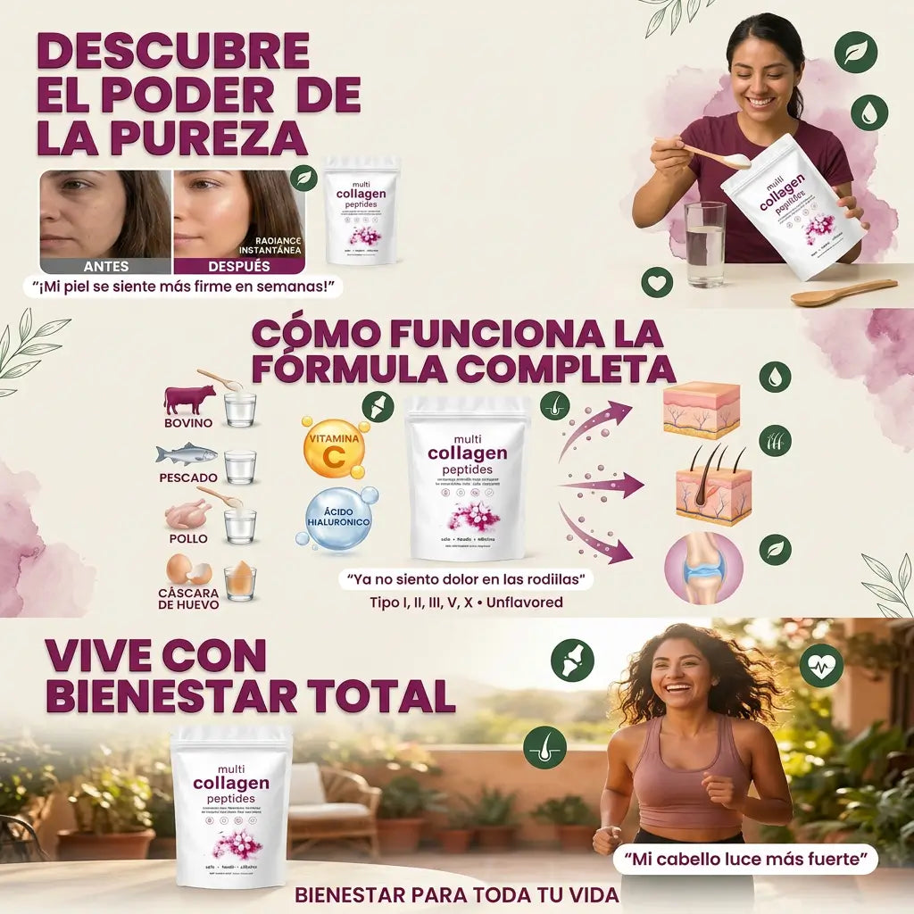 NutriGlow™ Colágeno Hidrolizado — Piel Firme, Cabello Fuerte, Uñas de Acero 2x1 🎁 + EBOOK DE REGALO 📕