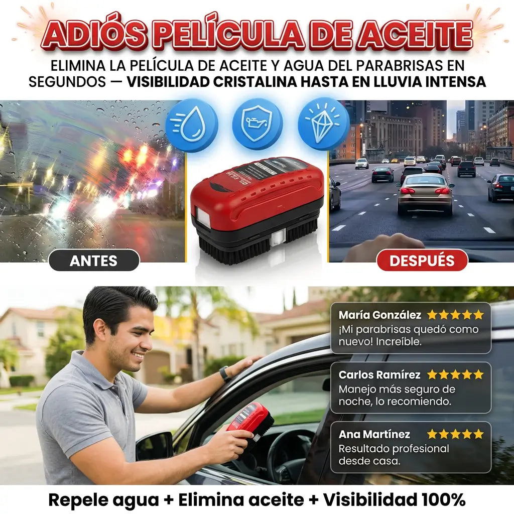 VisionClear Pro™ — Kit Visibilidad Total | Parabrisas Cristalino en 3 Minutos + Aspiradora Portatil Para Carro Y Casa GRATIS 🚘