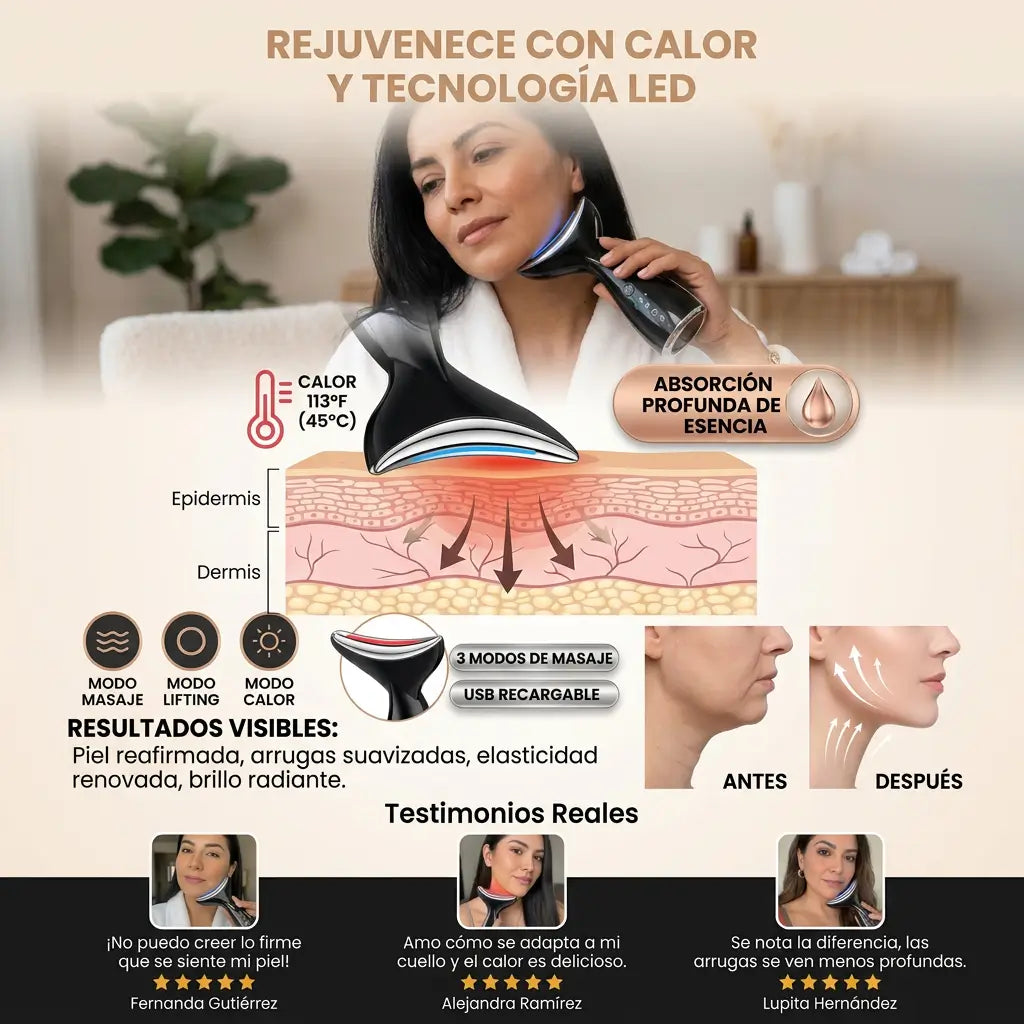 LiftPro Térmico™ – Reafirmante de Rostro y Cuello Antiedad + Regalo Parche Antiarrugas GRATIS + EBOOK DE REGALO 📕