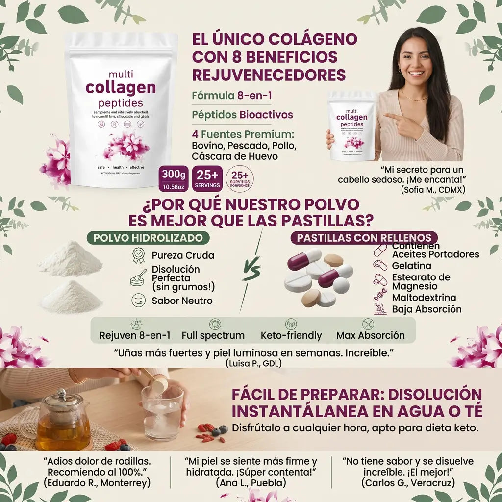NutriGlow™ Colágeno Hidrolizado — Piel Firme, Cabello Fuerte, Uñas de Acero 2x1 🎁 + EBOOK DE REGALO 📕